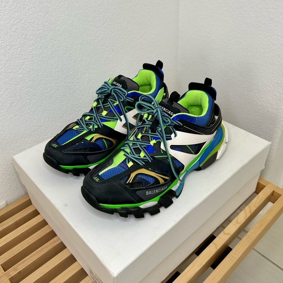 Balenciaga Track Runway BLK/Grey/Grn/Blue Mesh Leather Size 12 (45) - Picture 5 of 9